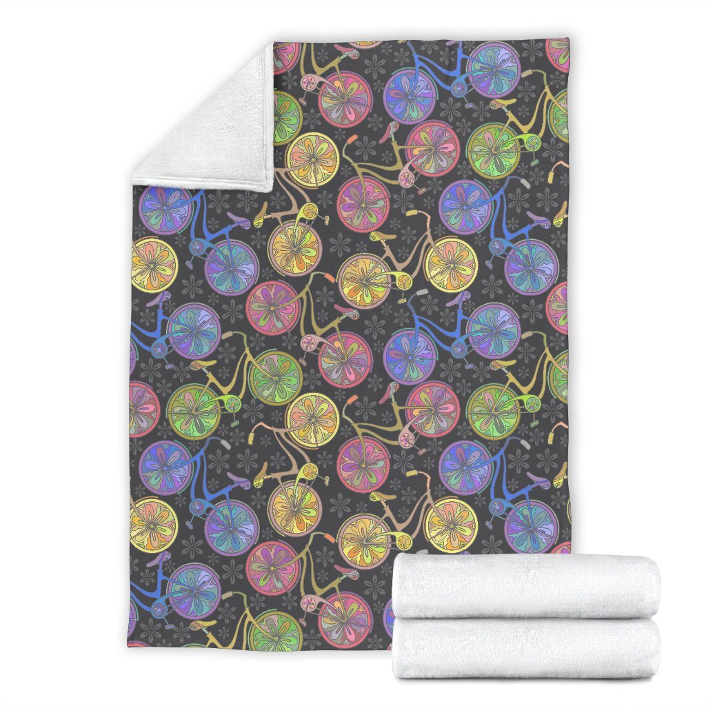 Bicycle Floral Pattern Print Blanket-grizzshop