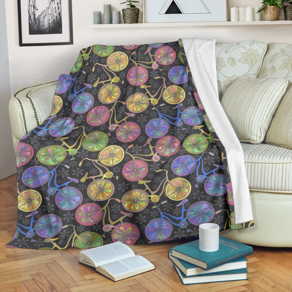 Bicycle Floral Pattern Print Blanket-grizzshop