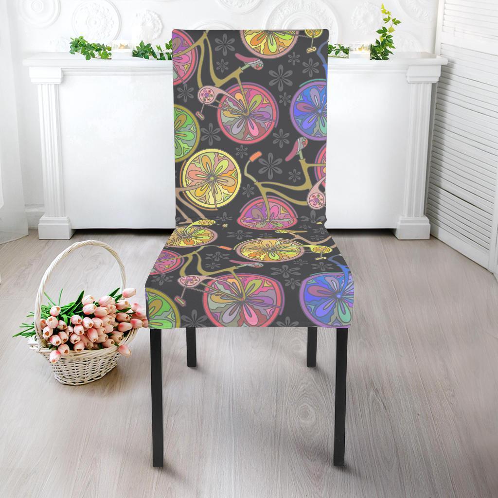 Bicycle Floral Pattern Print Chair Cover-grizzshop