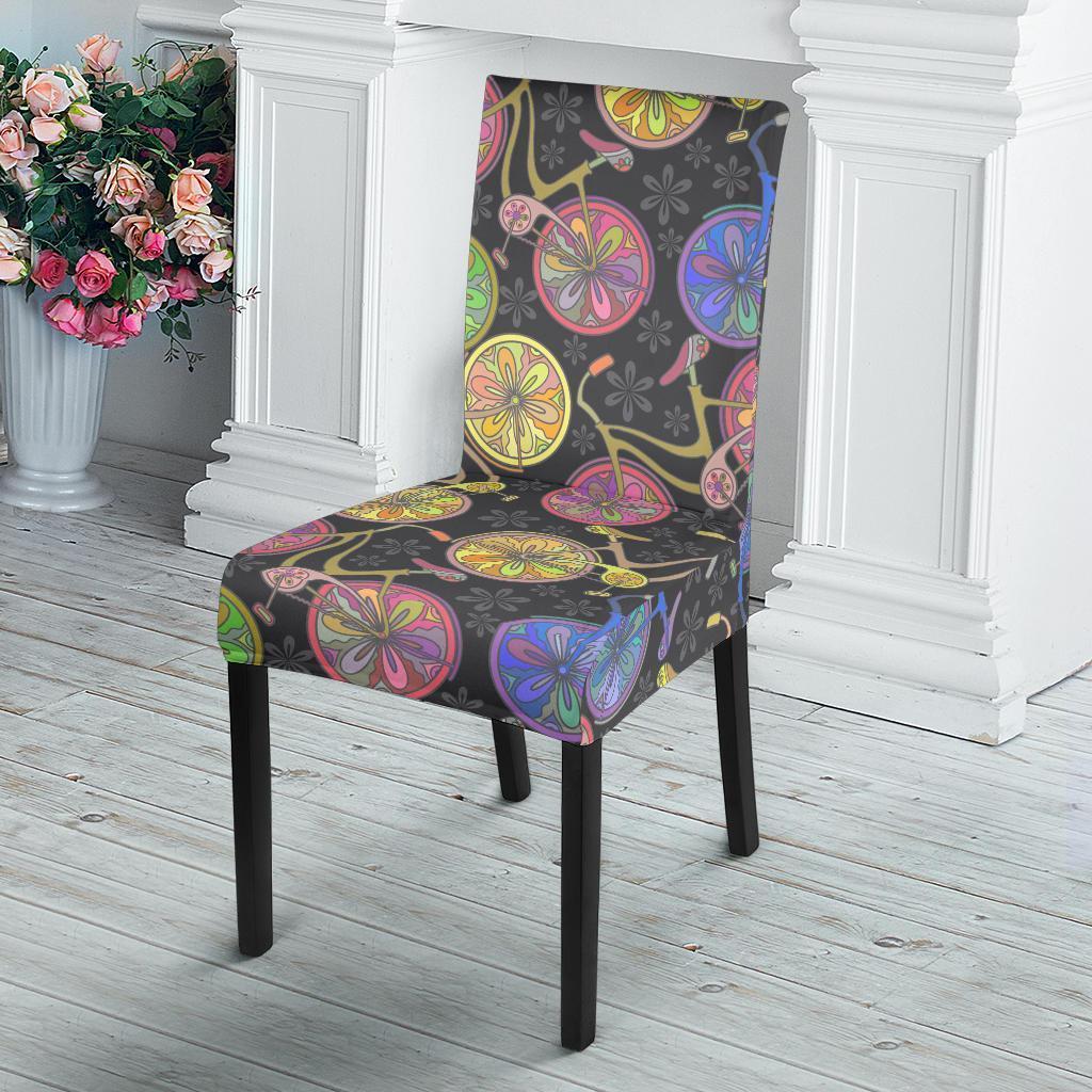 Bicycle Floral Pattern Print Chair Cover-grizzshop