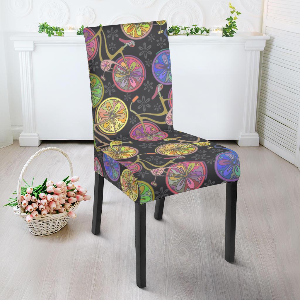 Bicycle Floral Pattern Print Chair Cover-grizzshop