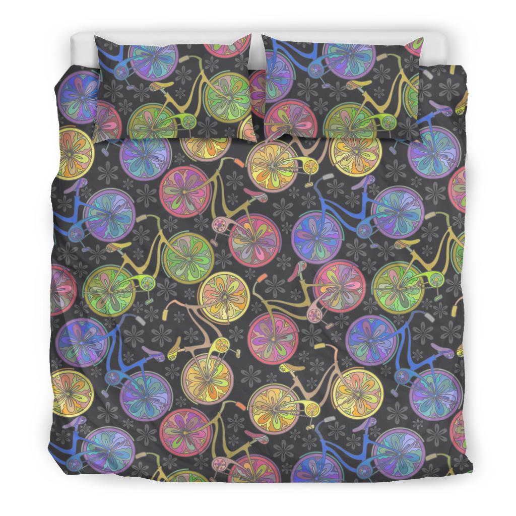 Bicycle Floral Pattern Print Duvet Cover Bedding Set-grizzshop