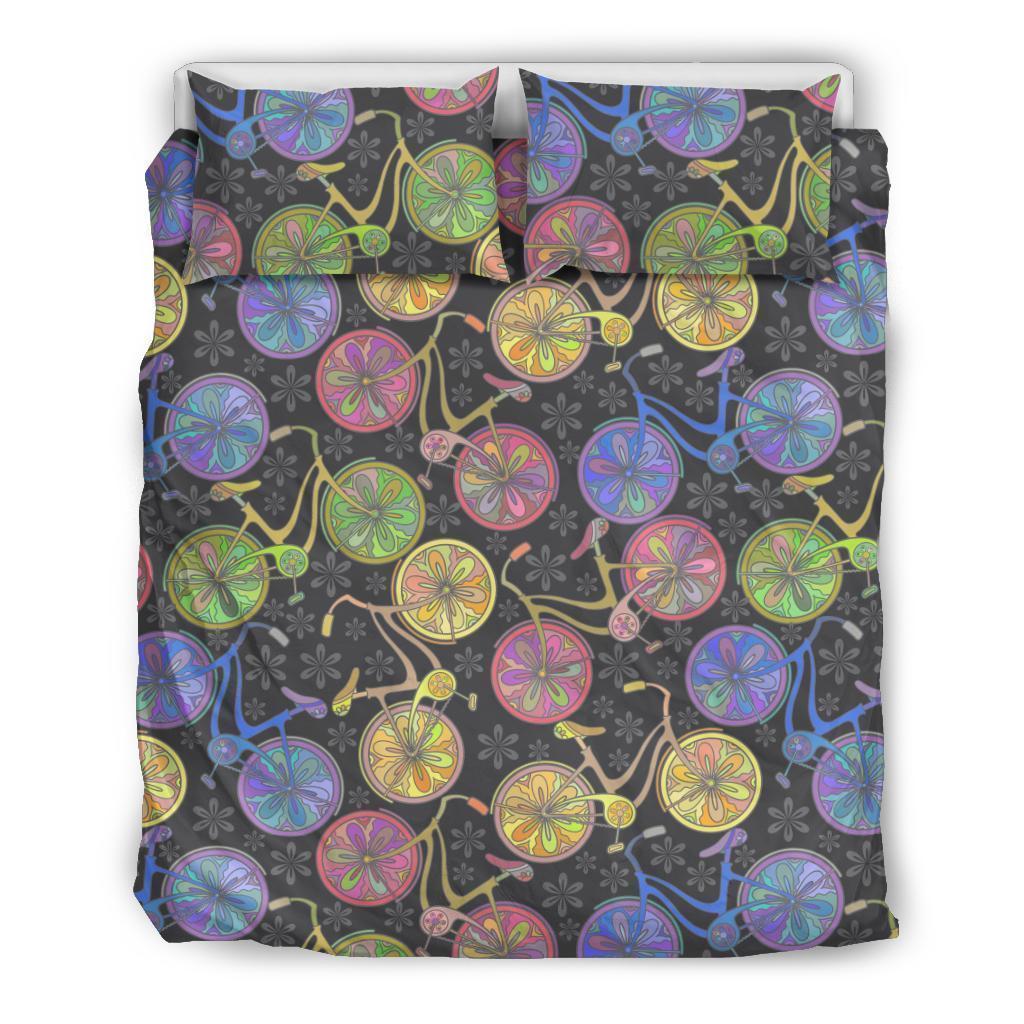 Bicycle Floral Pattern Print Duvet Cover Bedding Set-grizzshop