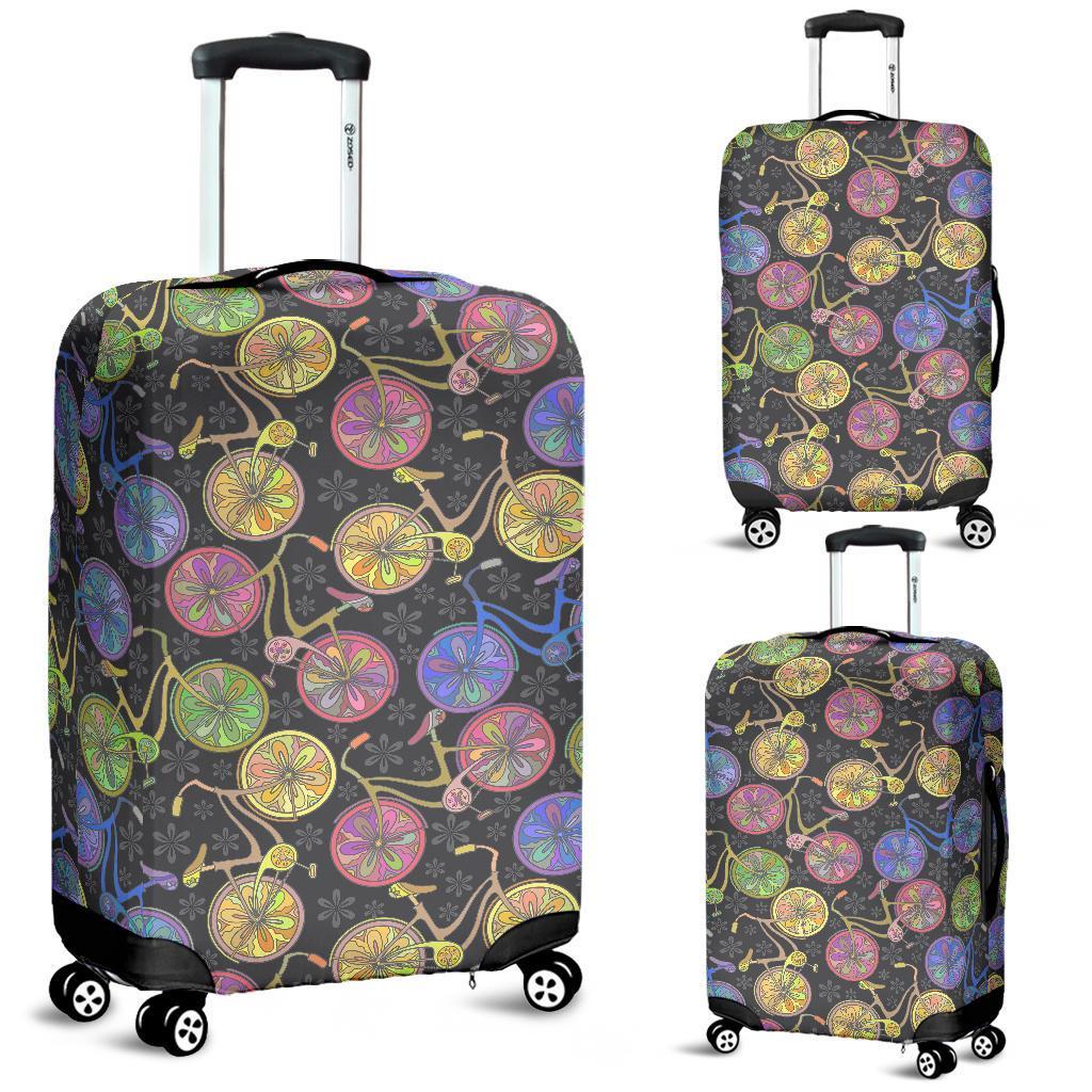 Bicycle Floral Pattern Print Luggage Cover Protector-grizzshop