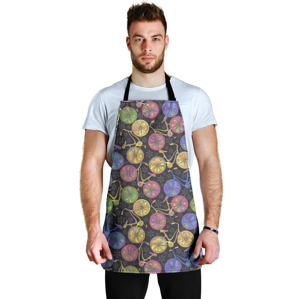 Bicycle Floral Pattern Print Men's Apron-grizzshop