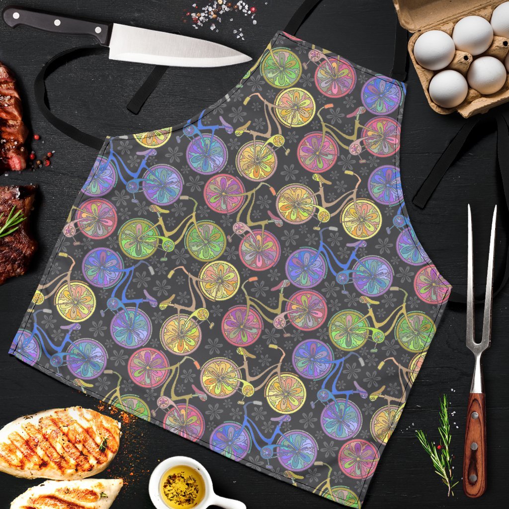 Bicycle Floral Pattern Print Men's Apron-grizzshop