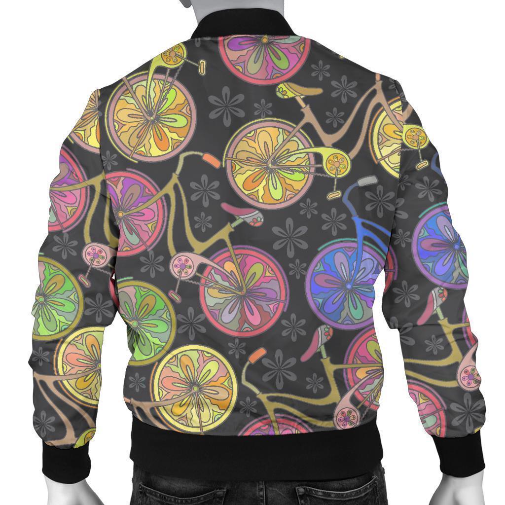 Bicycle Floral Pattern Print Men's Bomber Jacket-grizzshop