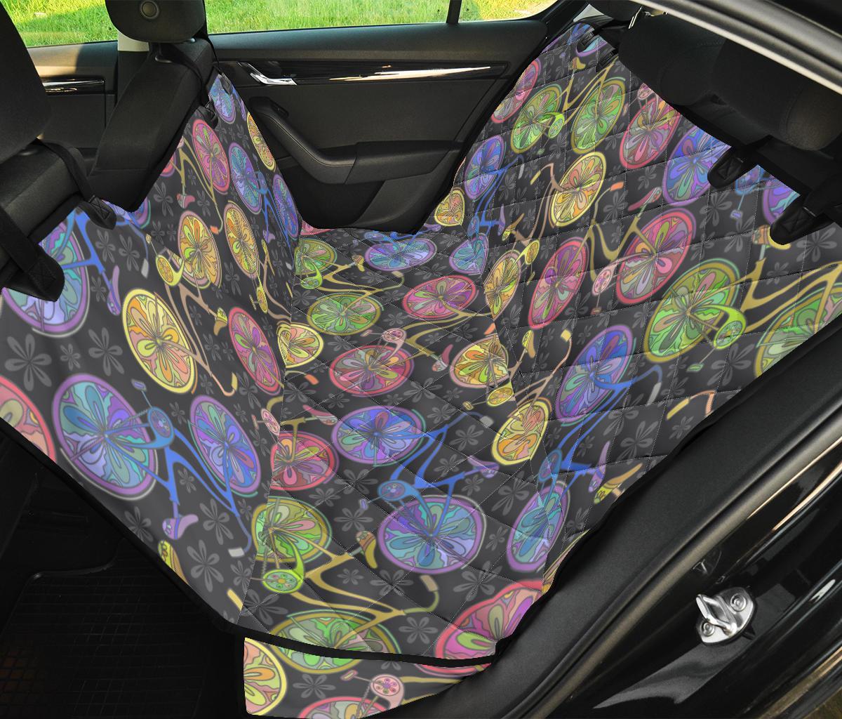 Bicycle Floral Pattern Print Pet Car Seat Cover-grizzshop