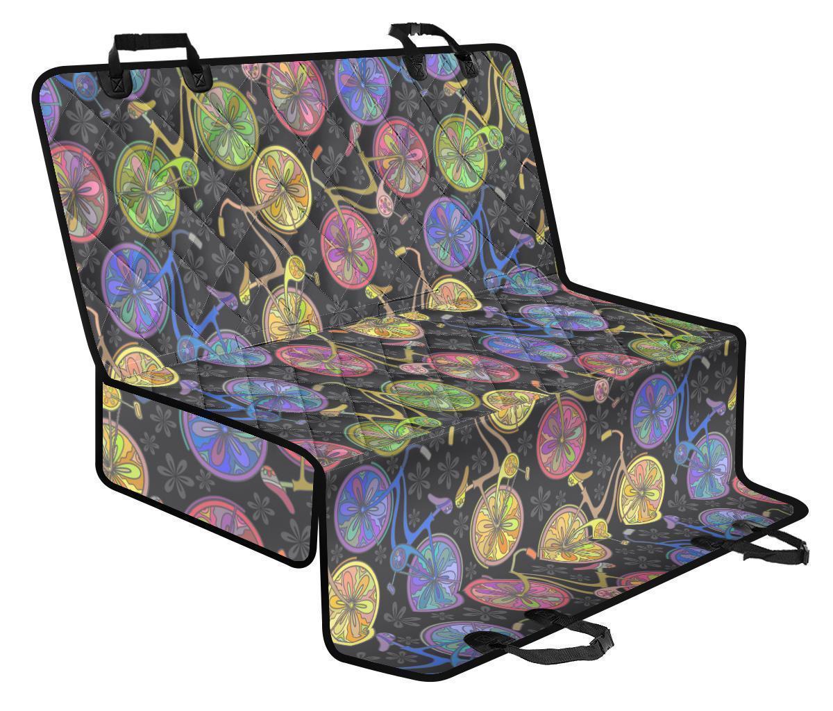 Bicycle Floral Pattern Print Pet Car Seat Cover-grizzshop