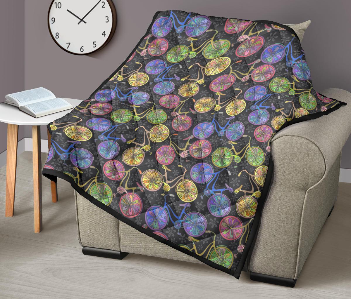 Bicycle Floral Pattern Print Quilt-grizzshop