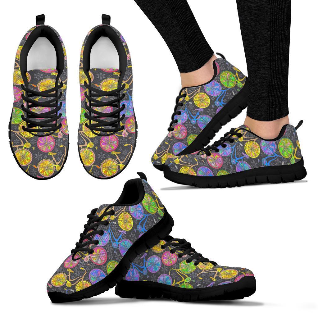 Bicycle Floral Pattern Print Sneaker Shoes For Men Women-grizzshop