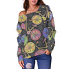 Bicycle Floral Pattern Print Women Off Shoulder Sweatshirt-grizzshop