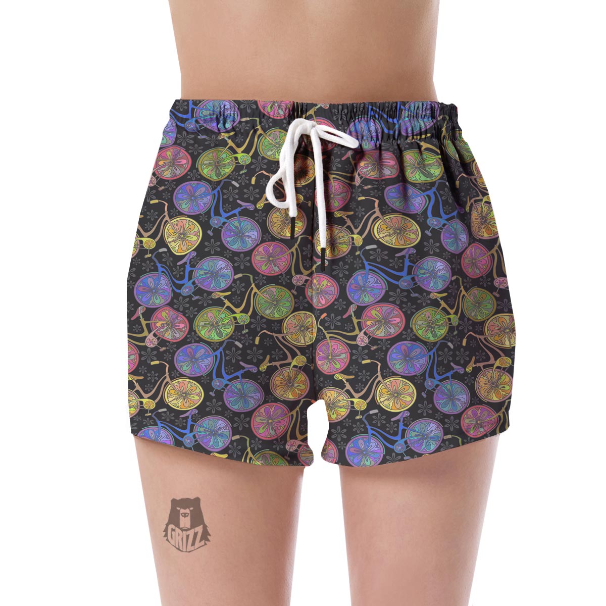 Bicycle Floral Pattern Print Women's Shorts-grizzshop