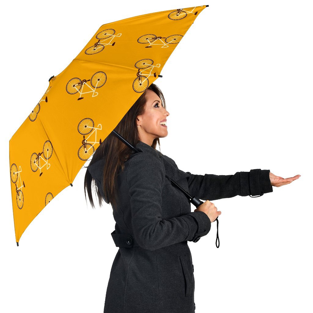 Bicycle Pattern Print Automatic Foldable Umbrella-grizzshop
