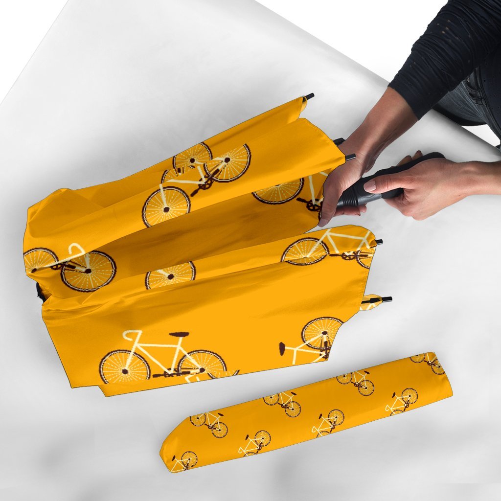 Bicycle Pattern Print Automatic Foldable Umbrella-grizzshop