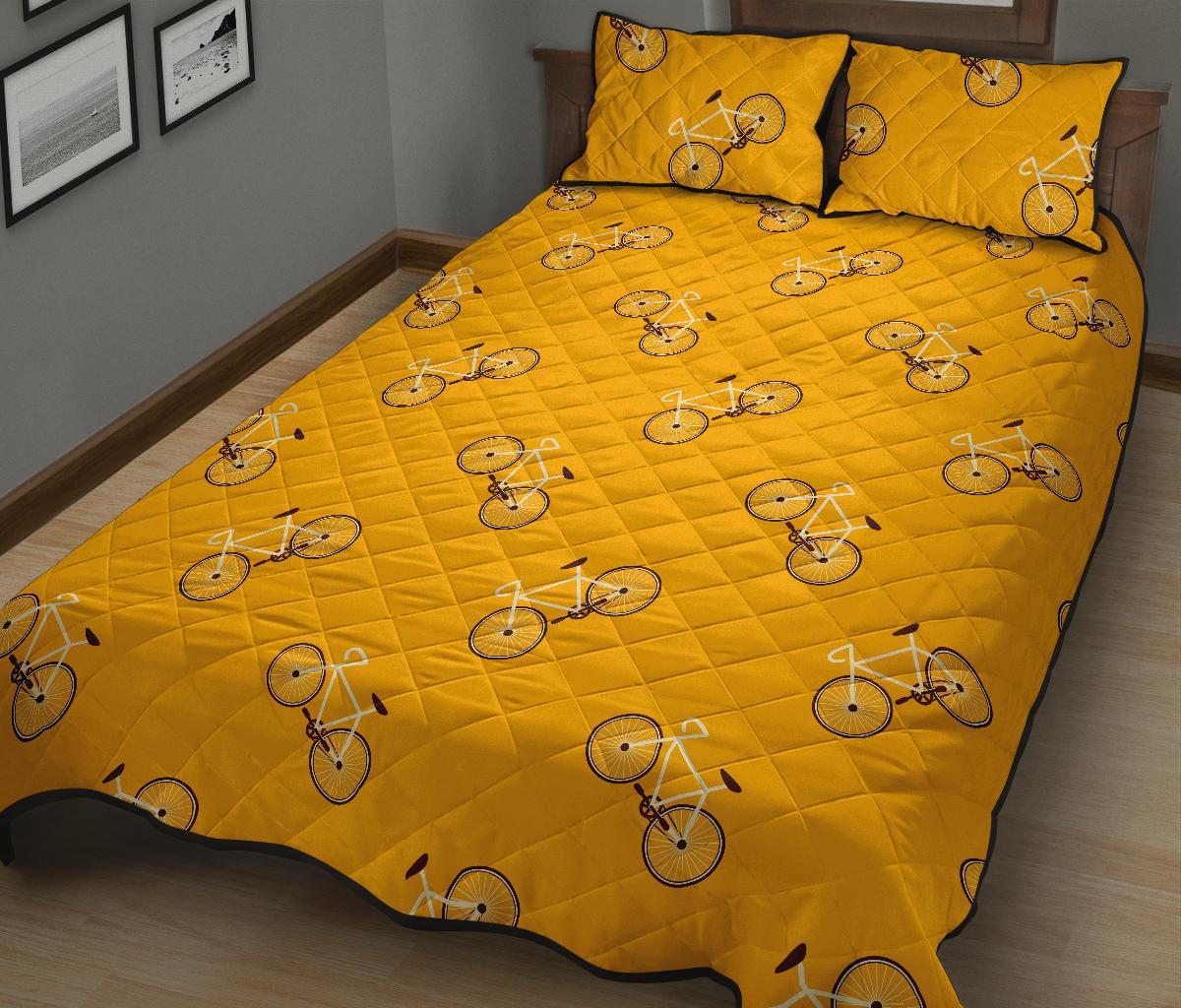 Bicycle Pattern Print Bed Set Quilt-grizzshop