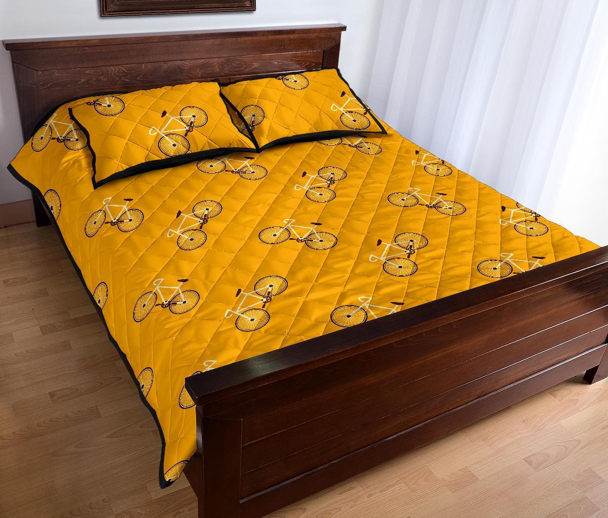 Bicycle Pattern Print Bed Set Quilt-grizzshop