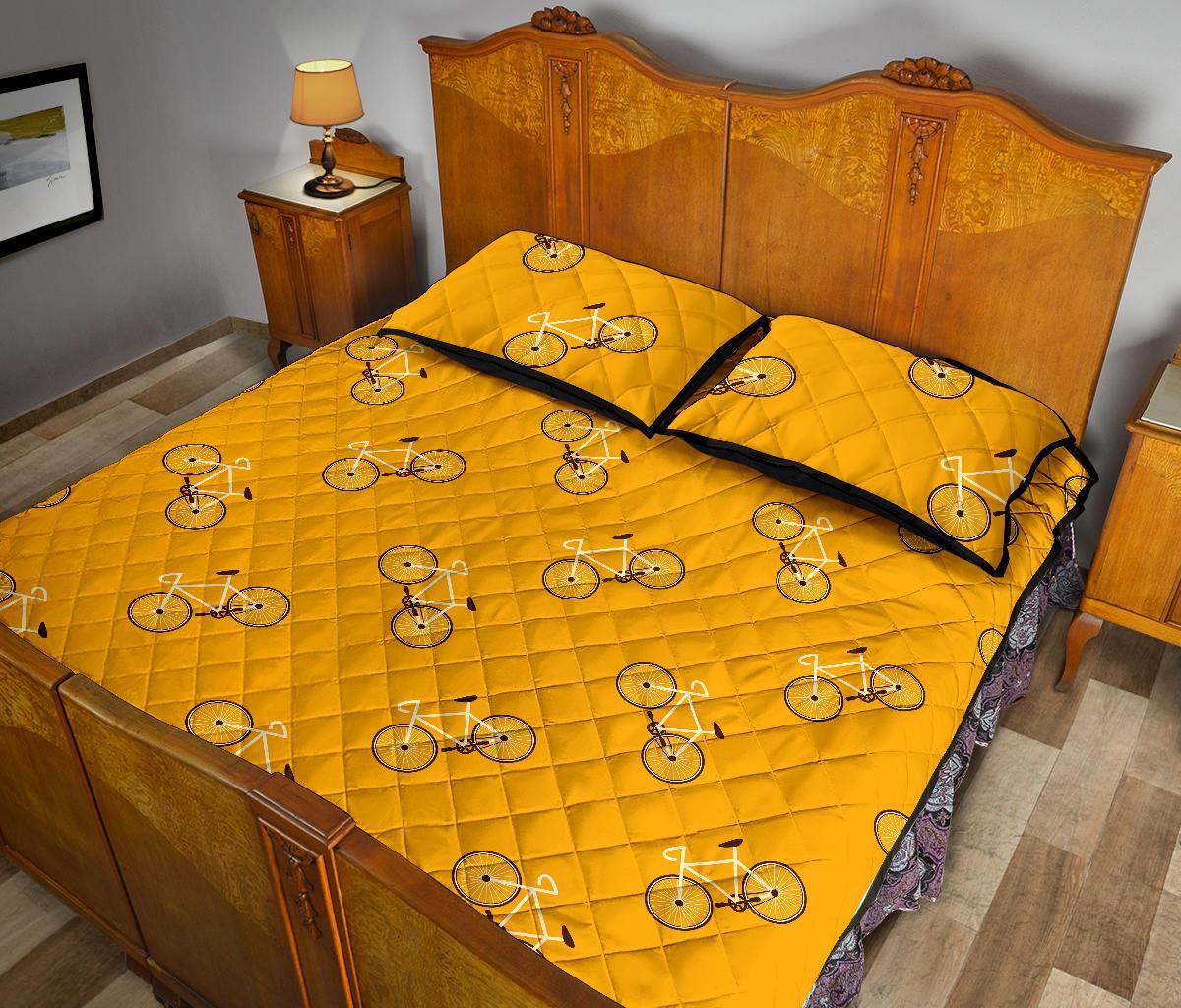 Bicycle Pattern Print Bed Set Quilt-grizzshop