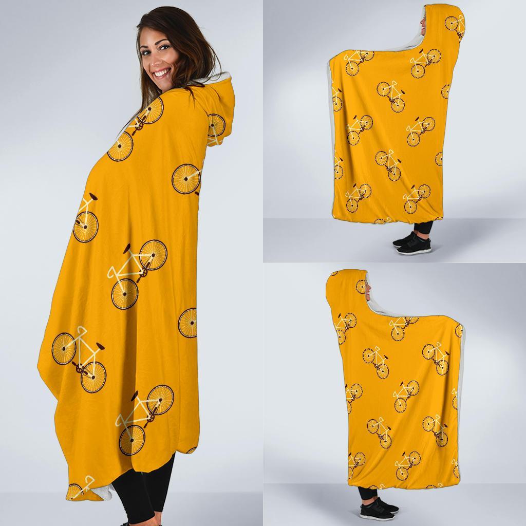 Bicycle Pattern Print Hooded Blanket-grizzshop