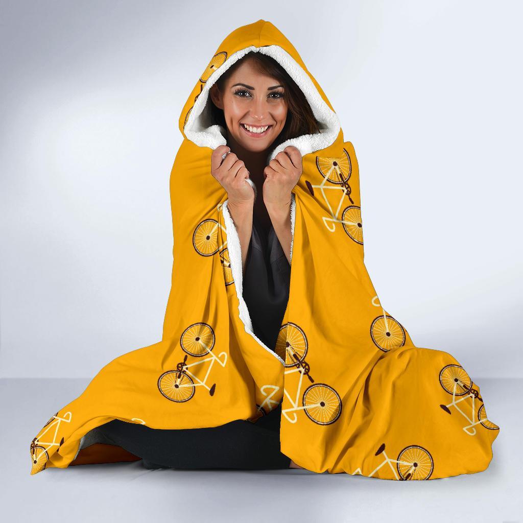 Bicycle Pattern Print Hooded Blanket-grizzshop