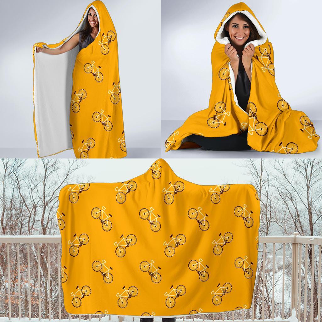Bicycle Pattern Print Hooded Blanket-grizzshop