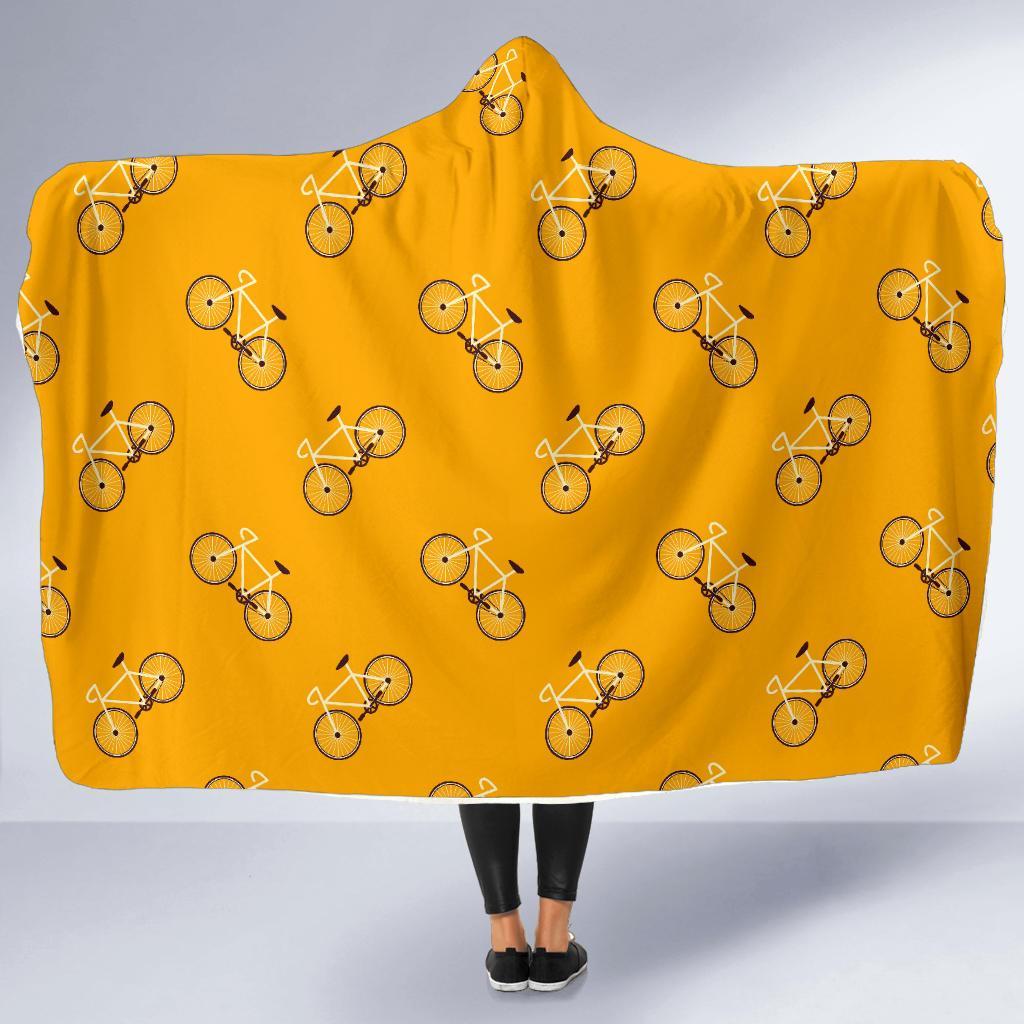 Bicycle Pattern Print Hooded Blanket-grizzshop