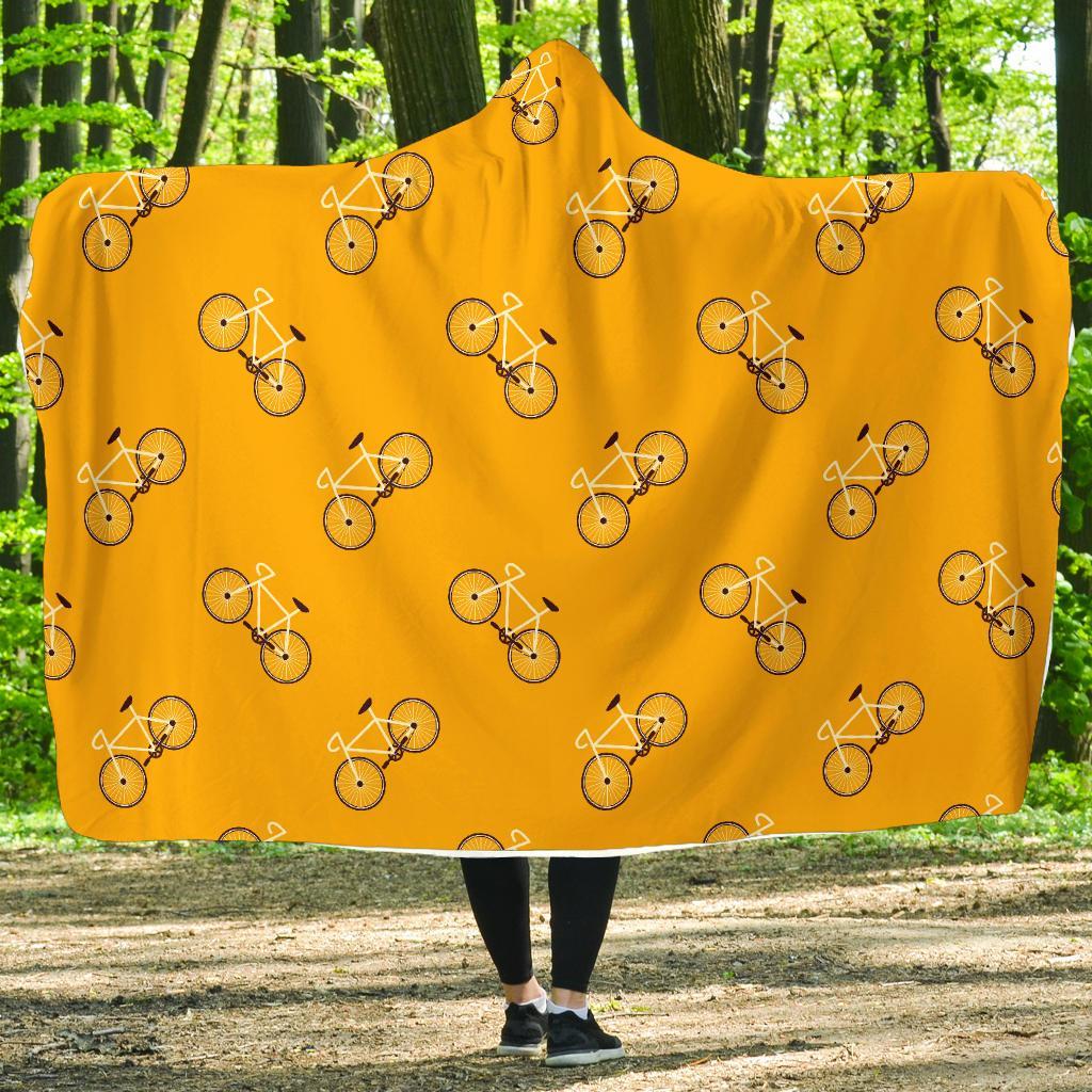 Bicycle Pattern Print Hooded Blanket-grizzshop
