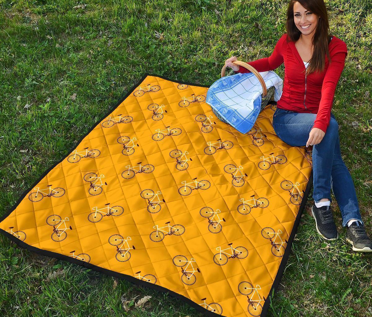 Bicycle Pattern Print Quilt-grizzshop