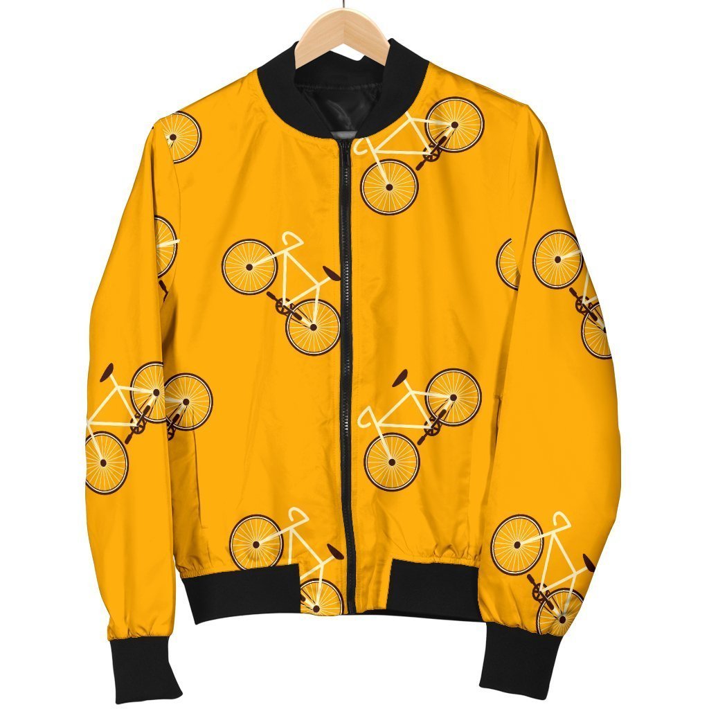 Bicycle Pattern Print Women Casual Bomber Jacket-grizzshop