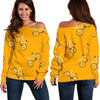 Bicycle Pattern Print Women Off Shoulder Sweatshirt-grizzshop