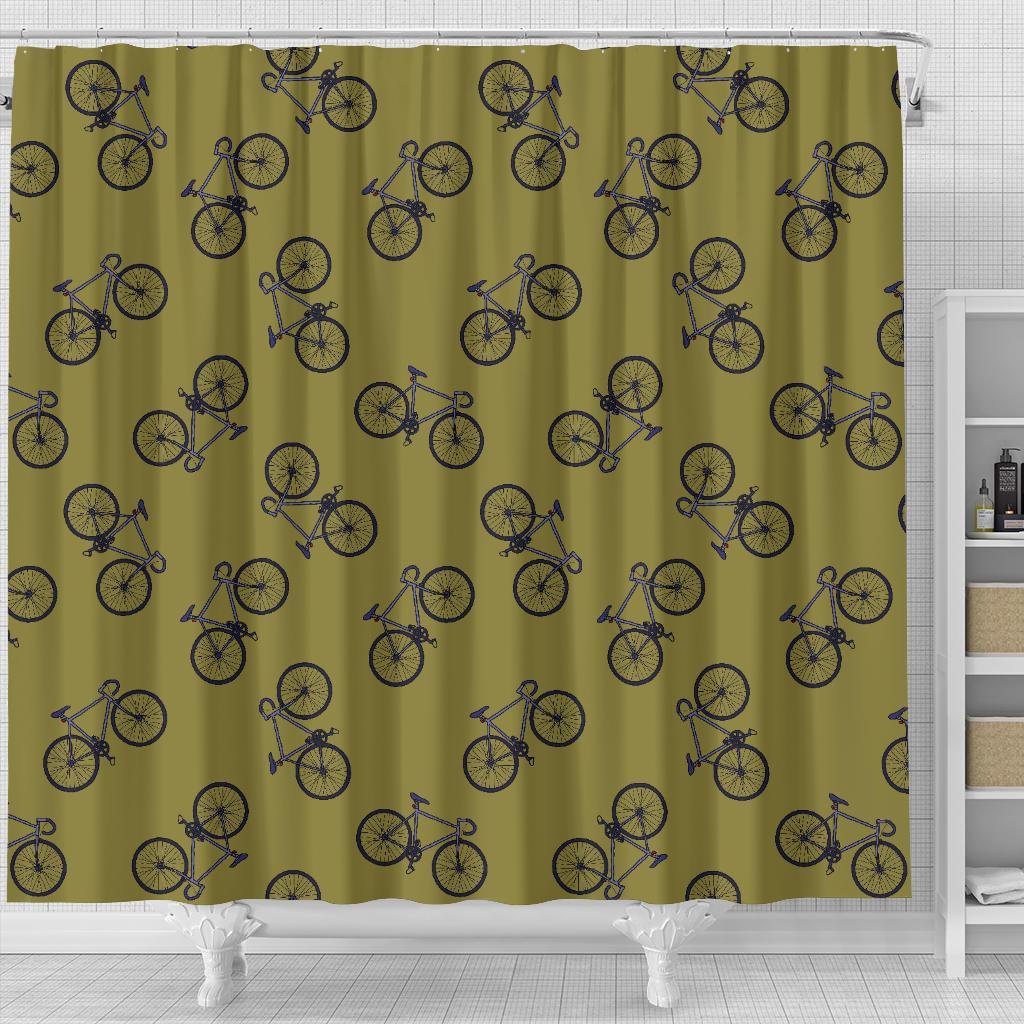 Bicycle Print Pattern Bathroom Shower Curtain-grizzshop