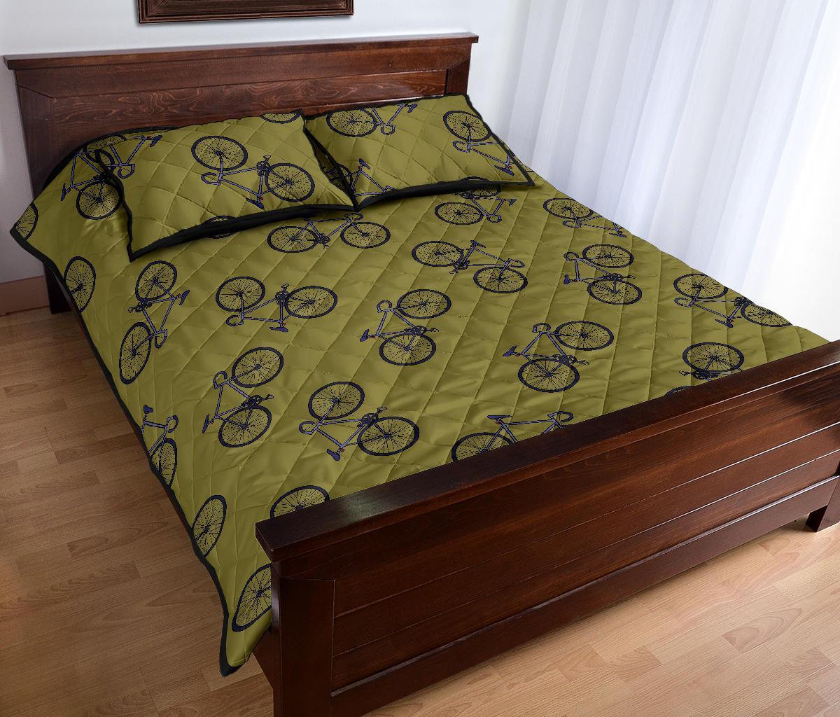 Bicycle Print Pattern Bed Set Quilt-grizzshop