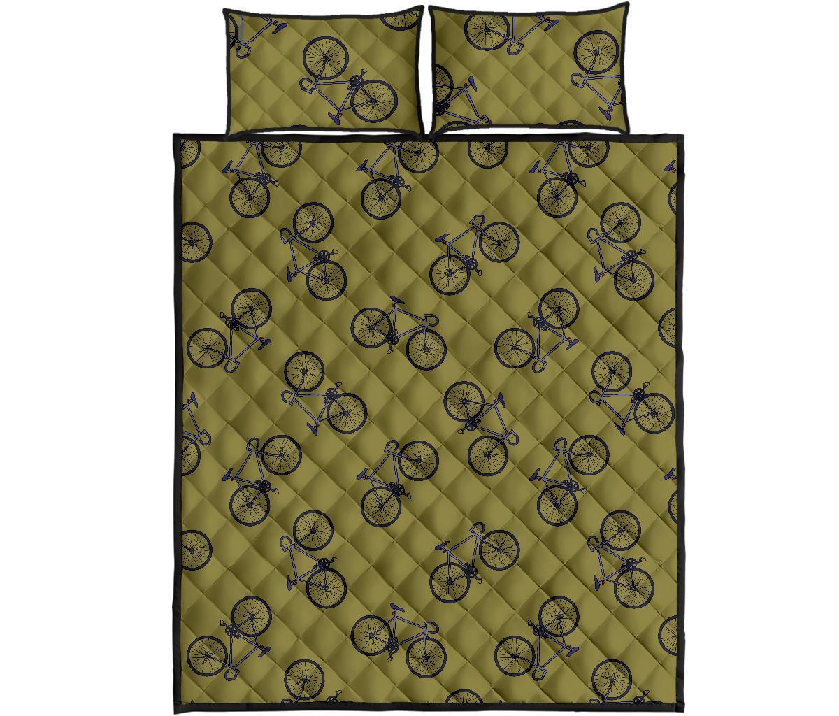 Bicycle Print Pattern Bed Set Quilt-grizzshop