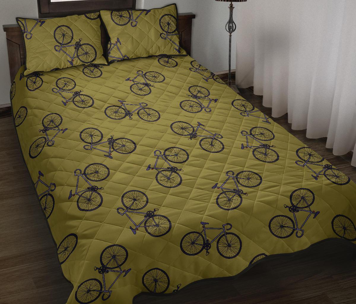 Bicycle Print Pattern Bed Set Quilt-grizzshop