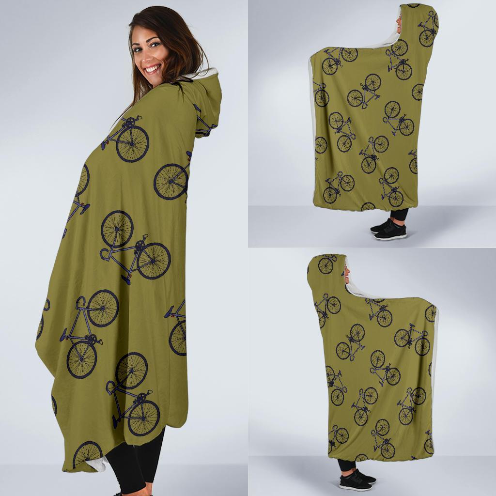 Bicycle Print Pattern Hooded Blanket-grizzshop