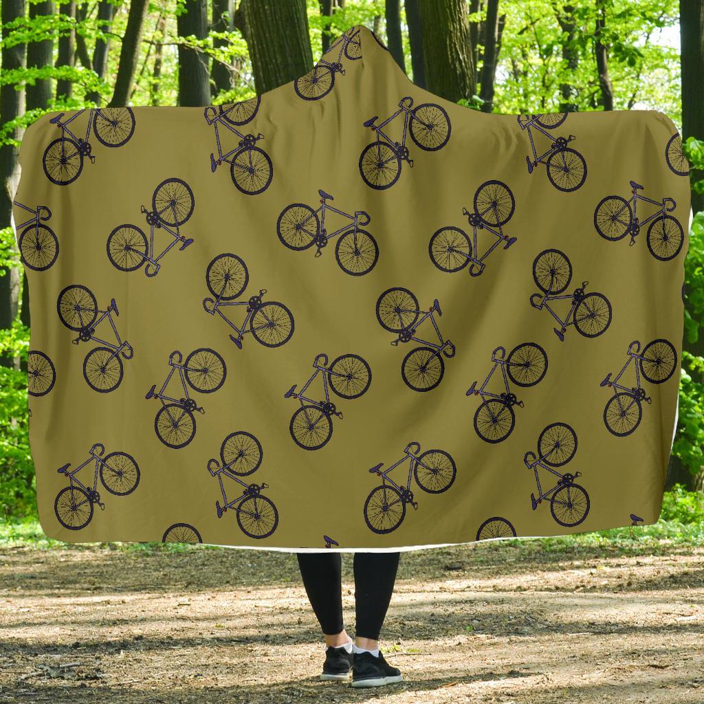 Bicycle Print Pattern Hooded Blanket-grizzshop