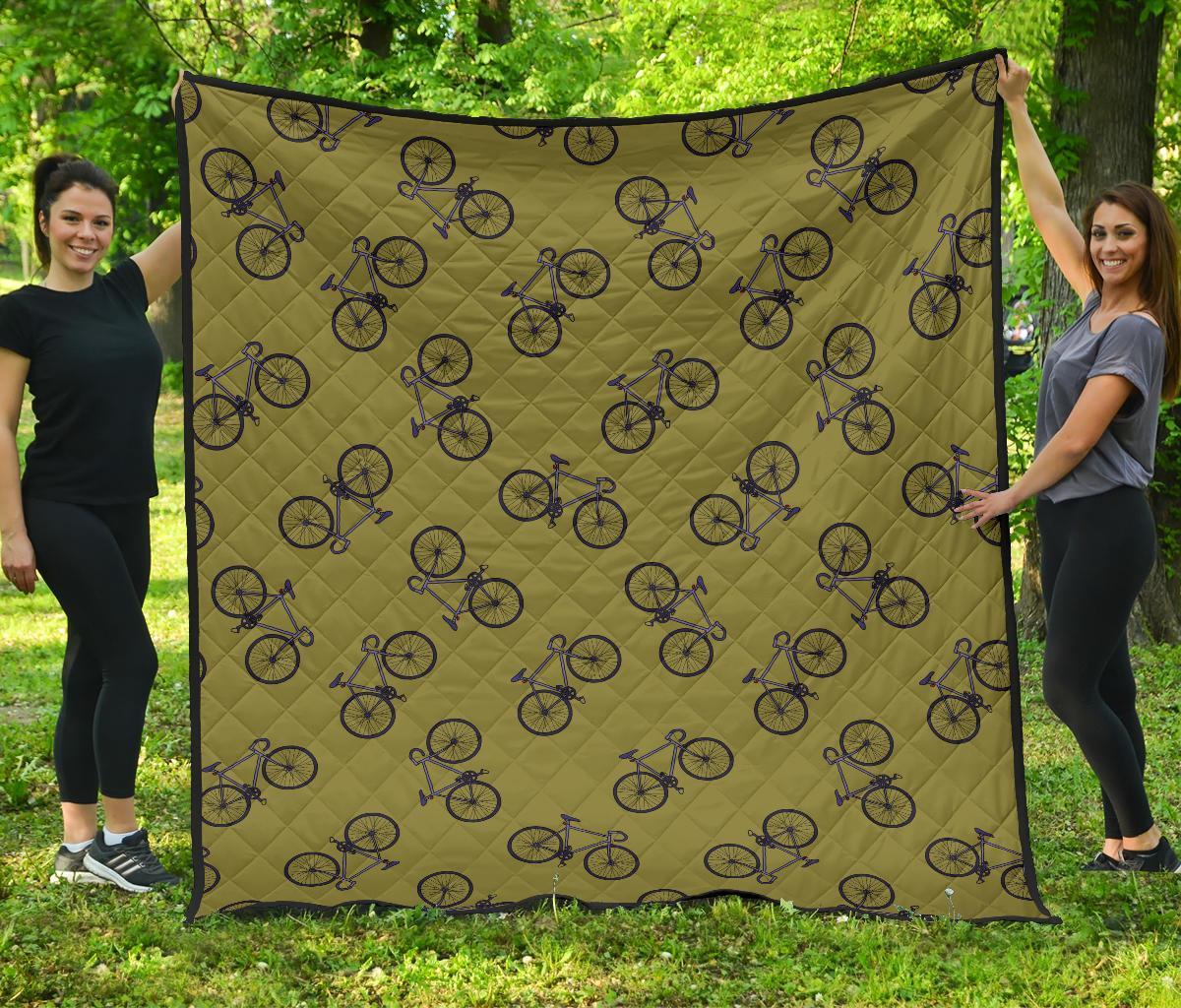 Bicycle Print Pattern Quilt-grizzshop