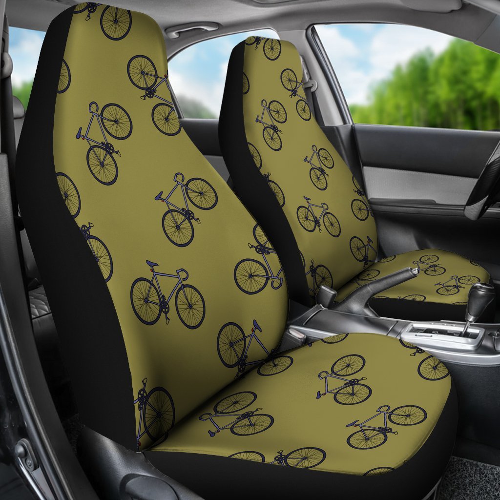 Bicycle Print Pattern Universal Fit Car Seat Covers-grizzshop