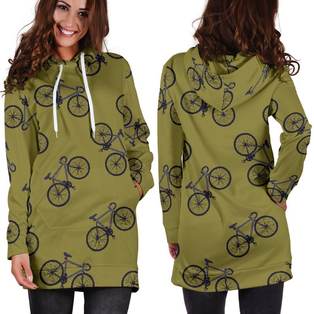 Bicycle Print Pattern Women Hoodie Dress-grizzshop