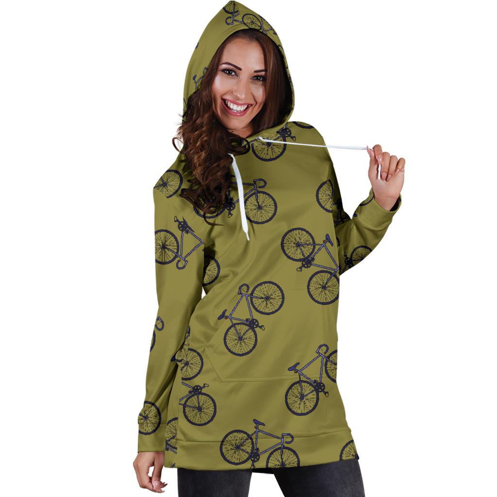 Bicycle Print Pattern Women Hoodie Dress-grizzshop