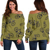 Bicycle Print Pattern Women Off Shoulder Sweatshirt-grizzshop