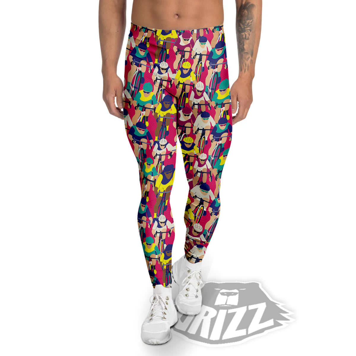 Bicycle Race Colorful Print Pattern Men's Leggings-grizzshop