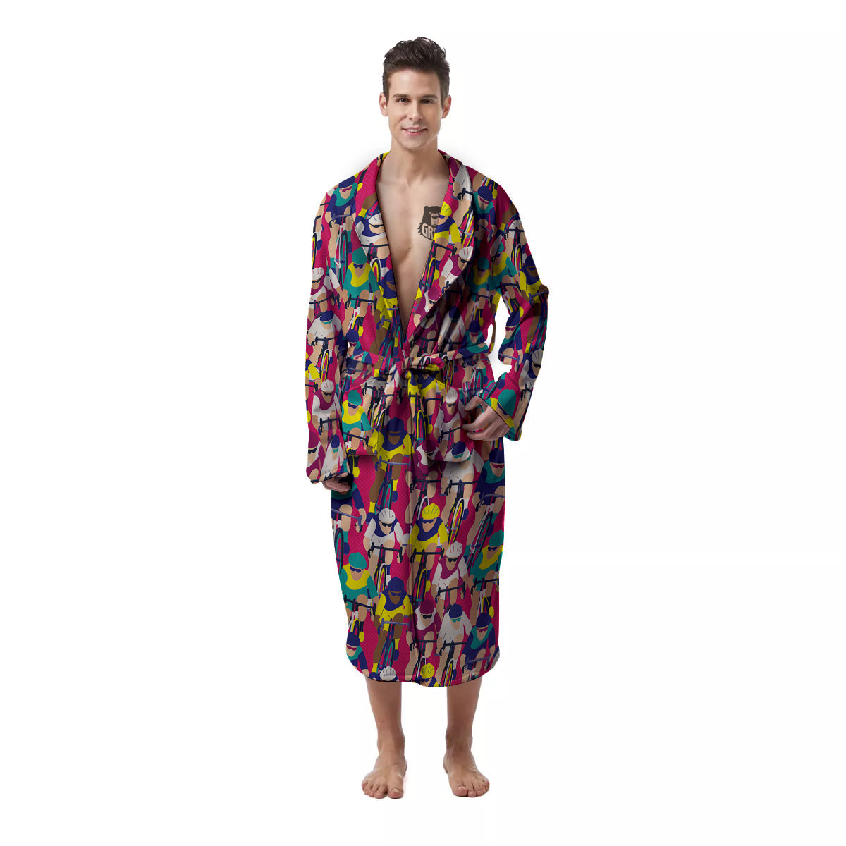 Bicycle Race Colorful Print Pattern Men's Robe-grizzshop