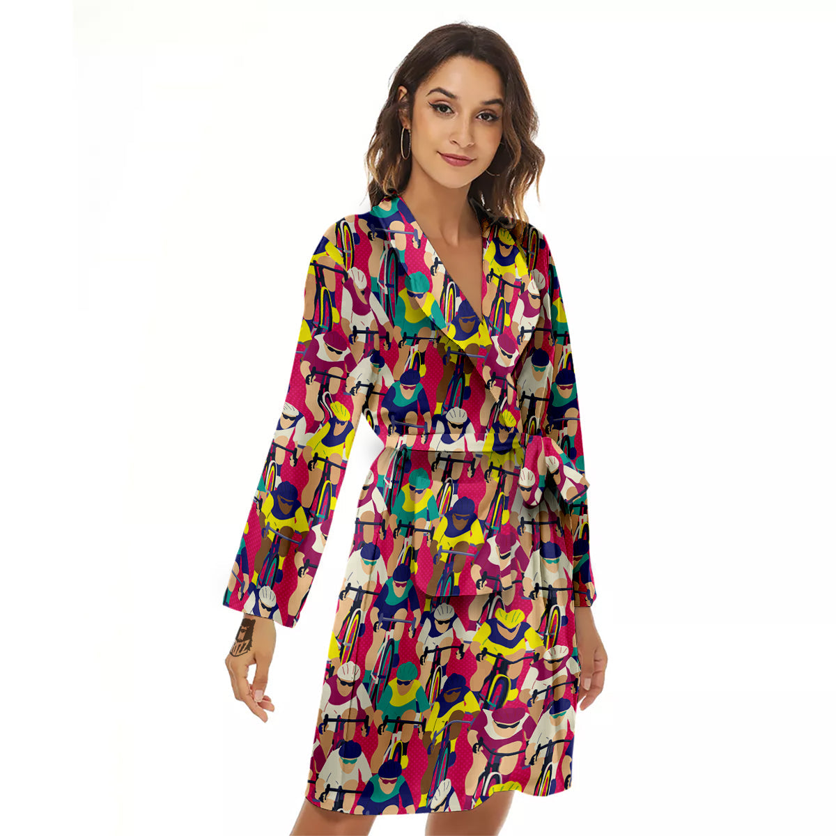 Bicycle Race Colorful Print Pattern Women's Robe-grizzshop