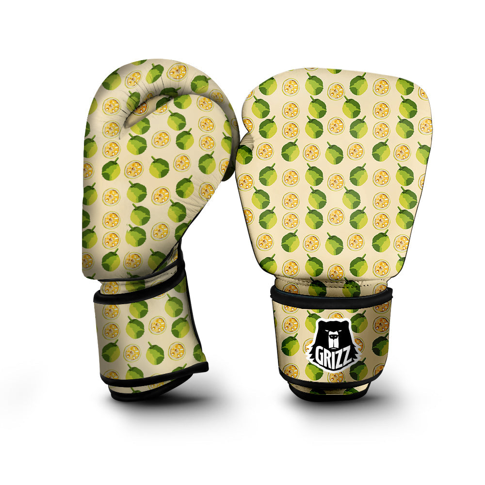 Biege Jackfruit Print Pattern Boxing Gloves-grizzshop