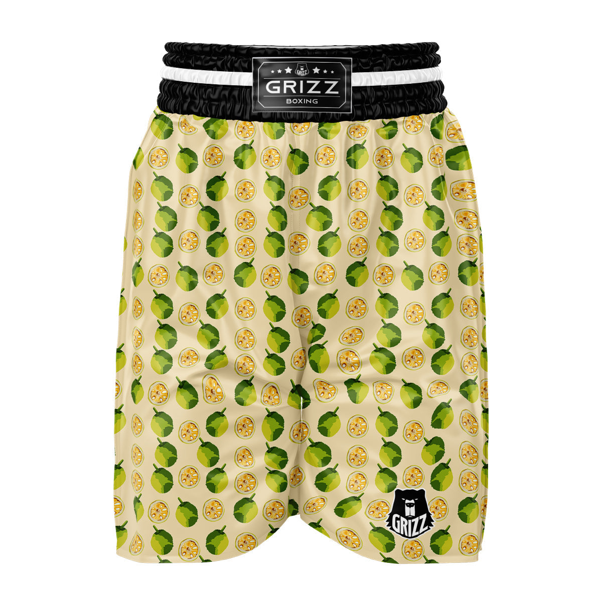 Biege Jackfruit Print Pattern Boxing Shorts-grizzshop