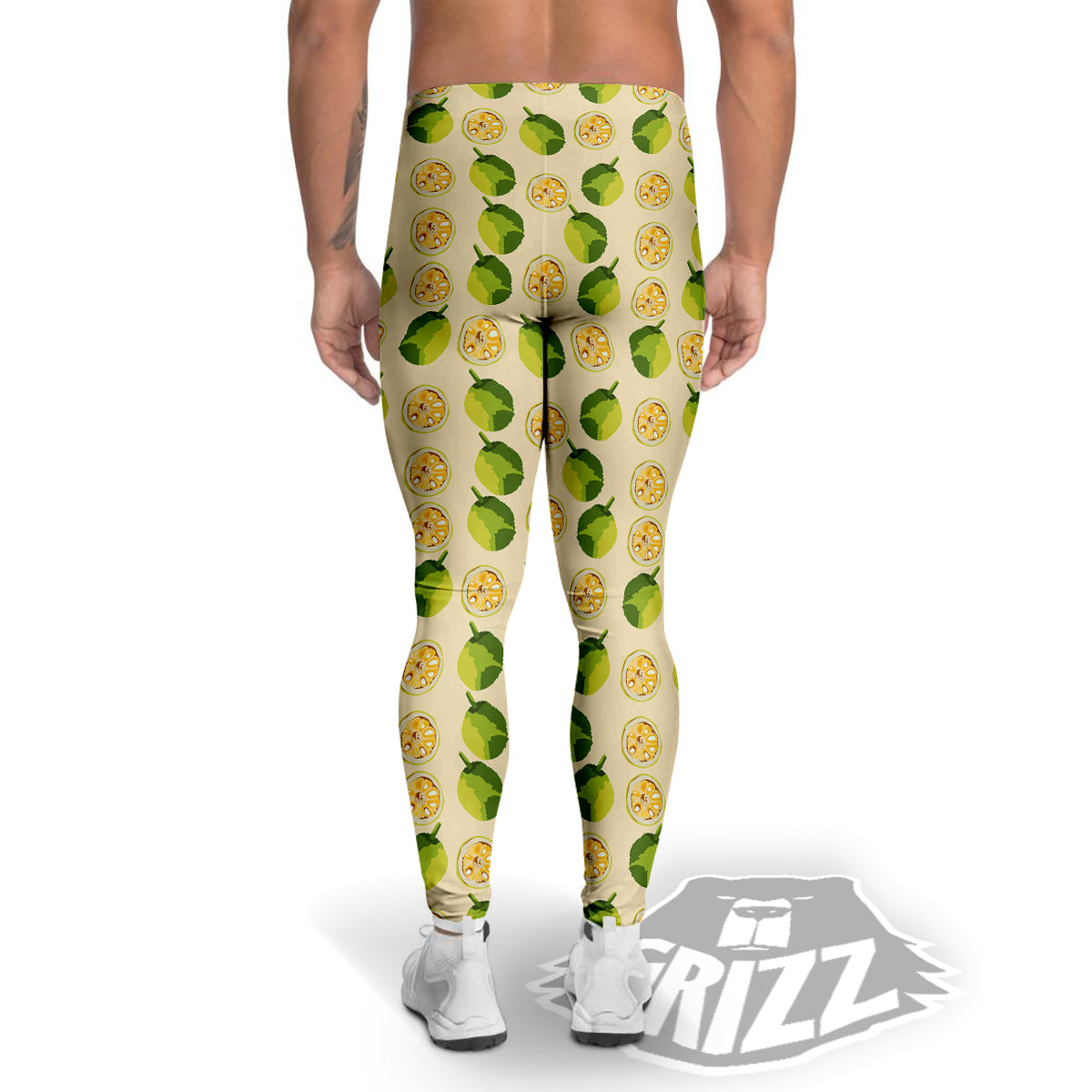 Biege Jackfruit Print Pattern Men's Leggings-grizzshop