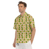 Biege Jackfruit Print Pattern Men's Short Sleeve Shirts-grizzshop