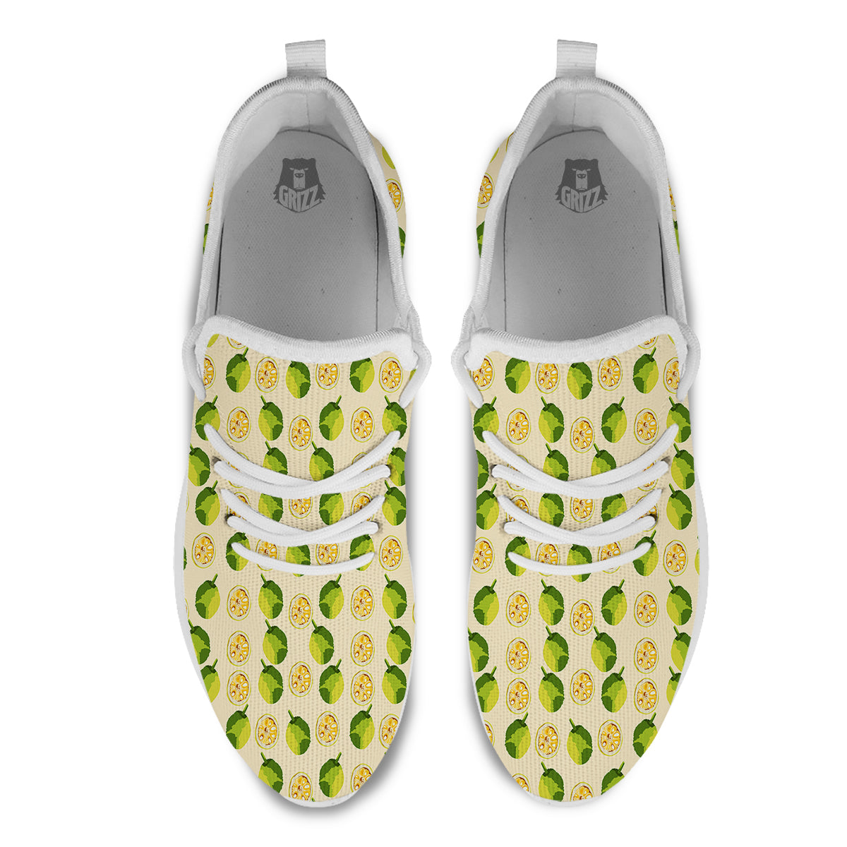 Biege Jackfruit Print Pattern White Athletic Shoes-grizzshop