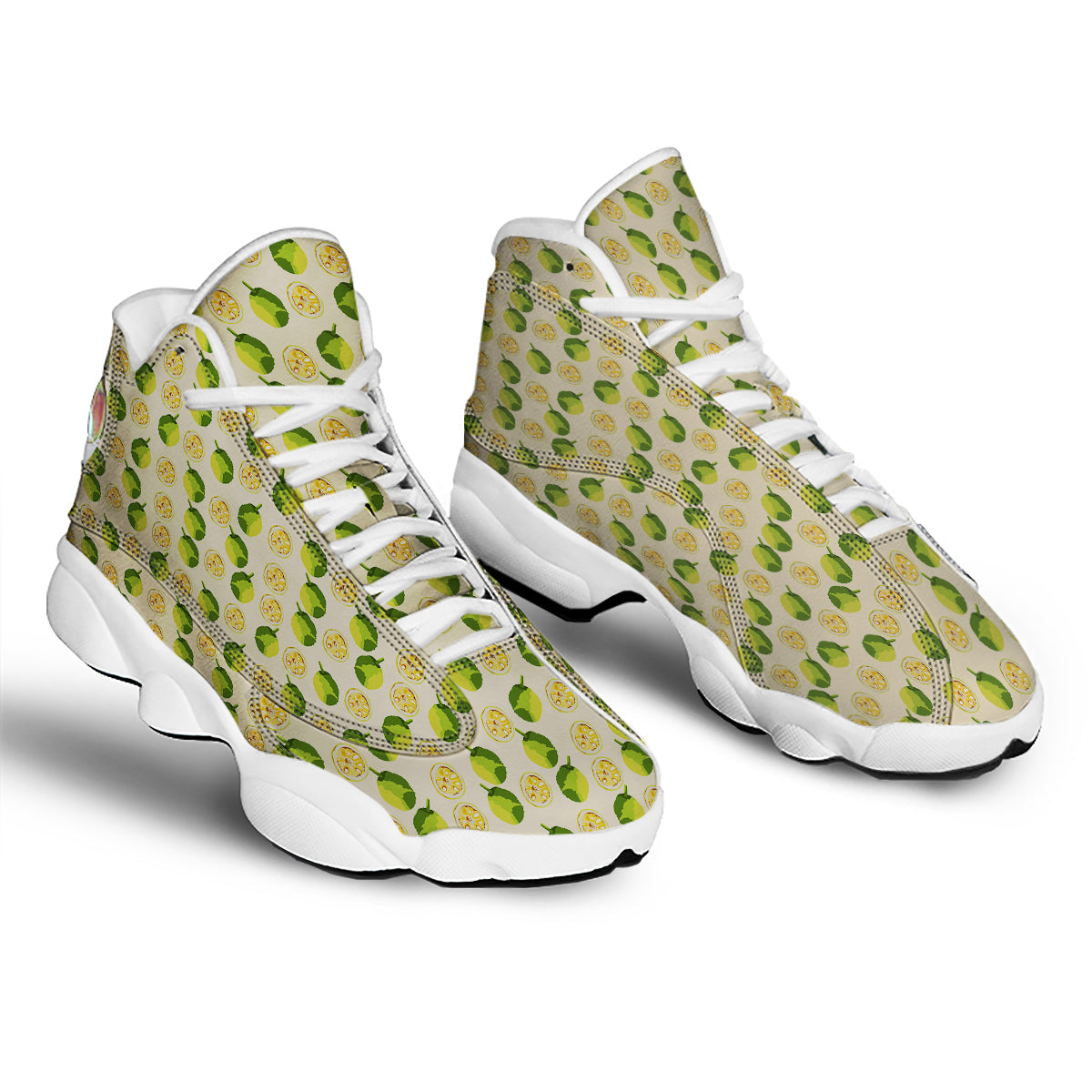 Biege Jackfruit Print Pattern White Basketball Shoes-grizzshop